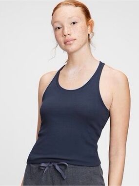 Gap Ribbed Racerback Activewear Tank Top With Built In Bra - Womens